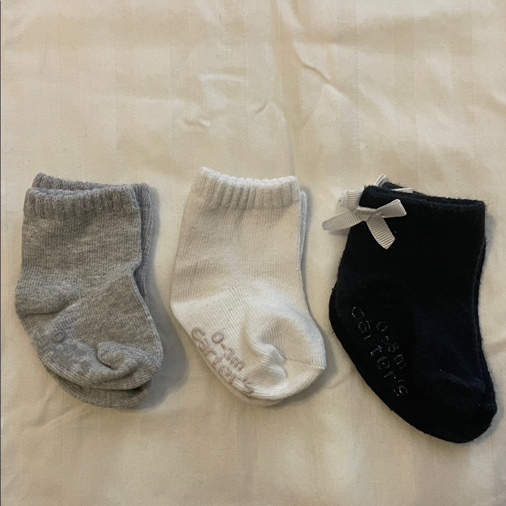 Carters Baby Socks Set in Gray, White, and Black